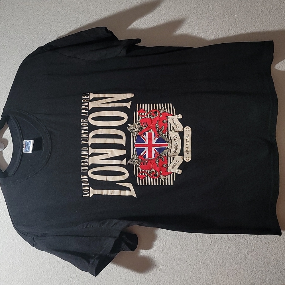 Vintage London Black Ringspun Cotton Short Sleeve Crewneck T-shirt Mens Large